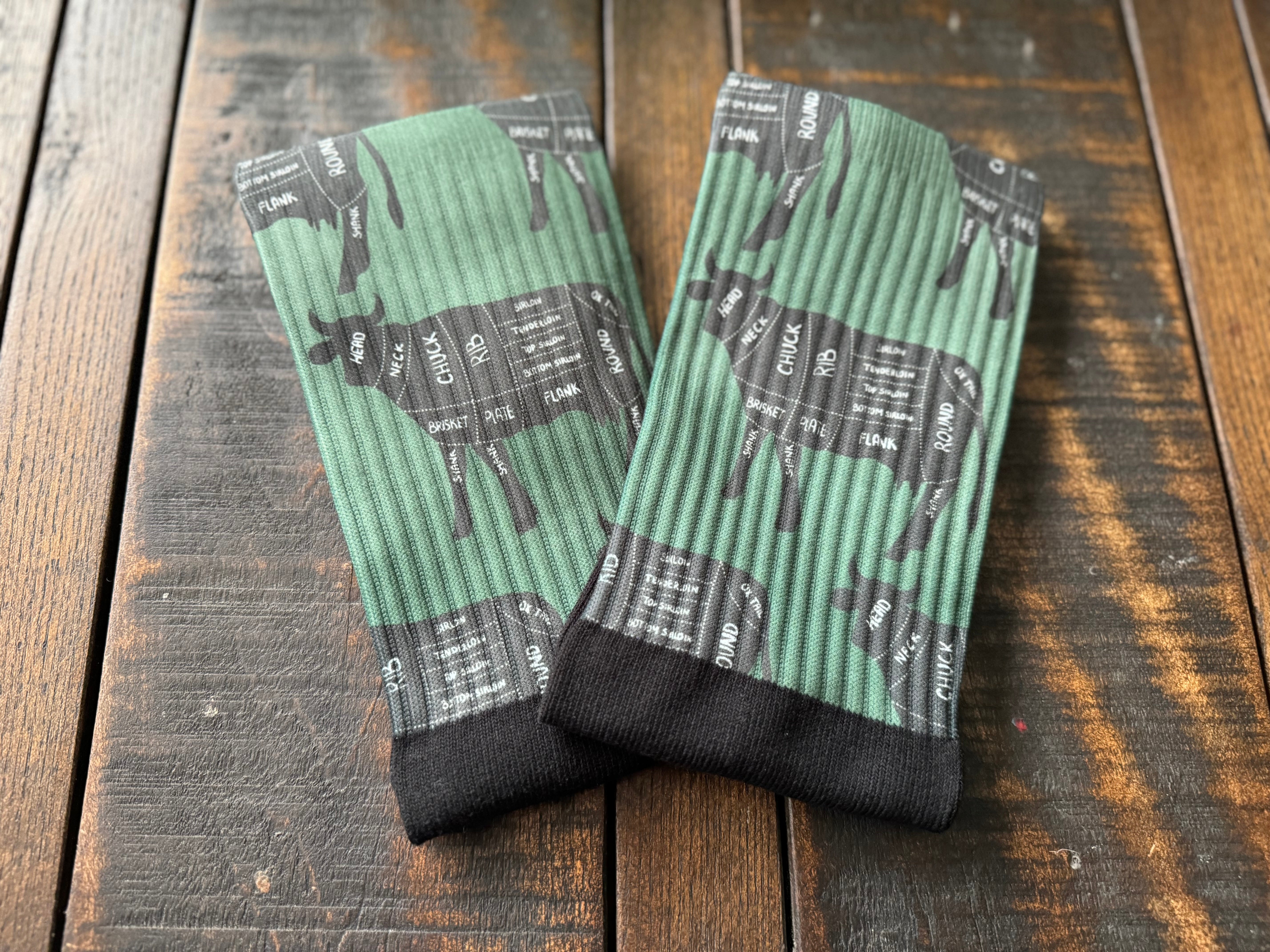 Cow Cuts Diagram Crew Socks