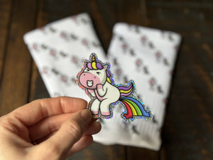 Unicorn Print Crew Socks + Sticker