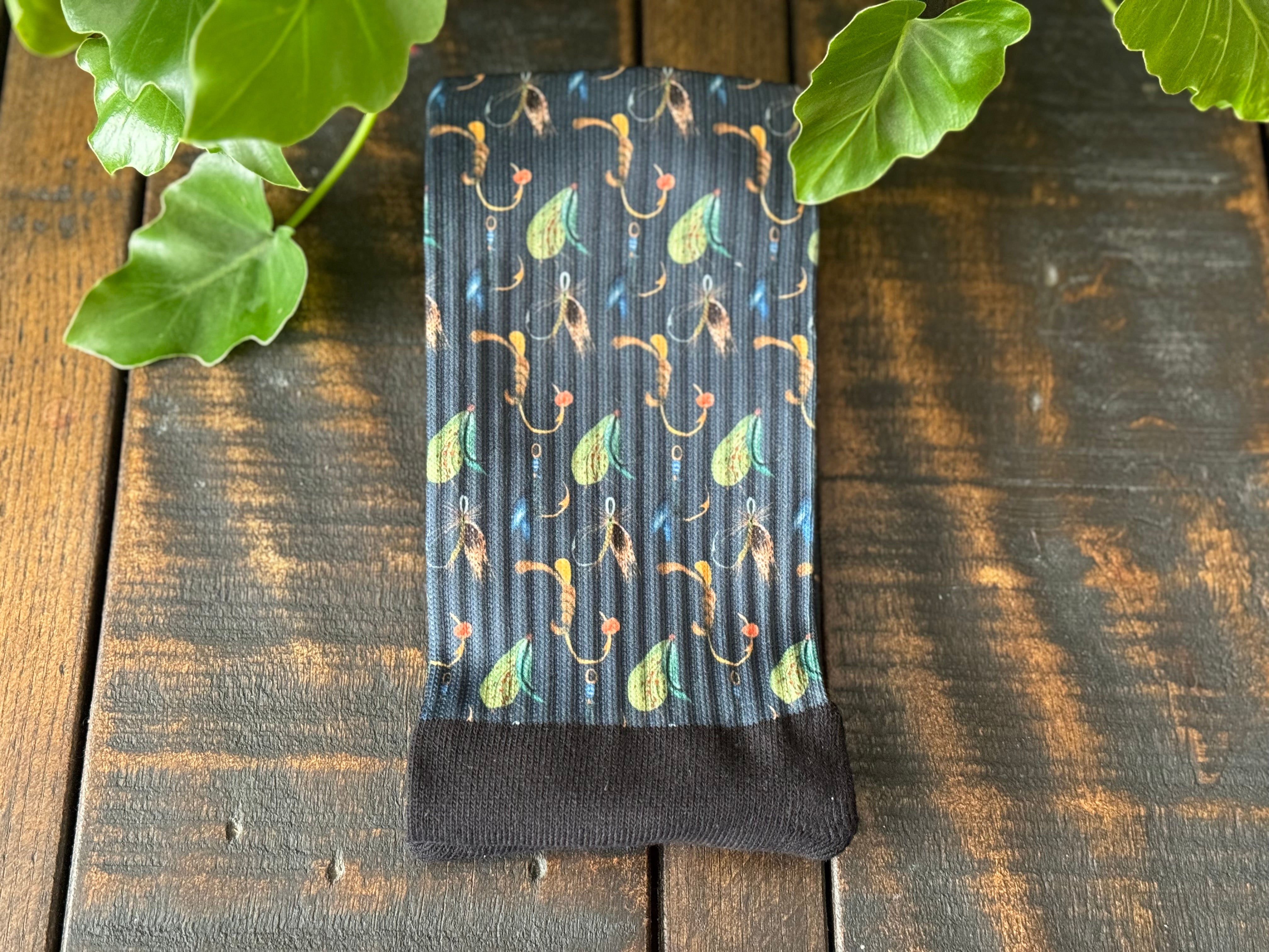 Fly Fishing Crew Socks (Navy Blue)