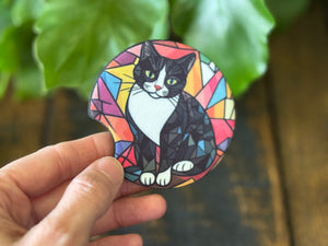 Cat Stained Glass Car Coasters