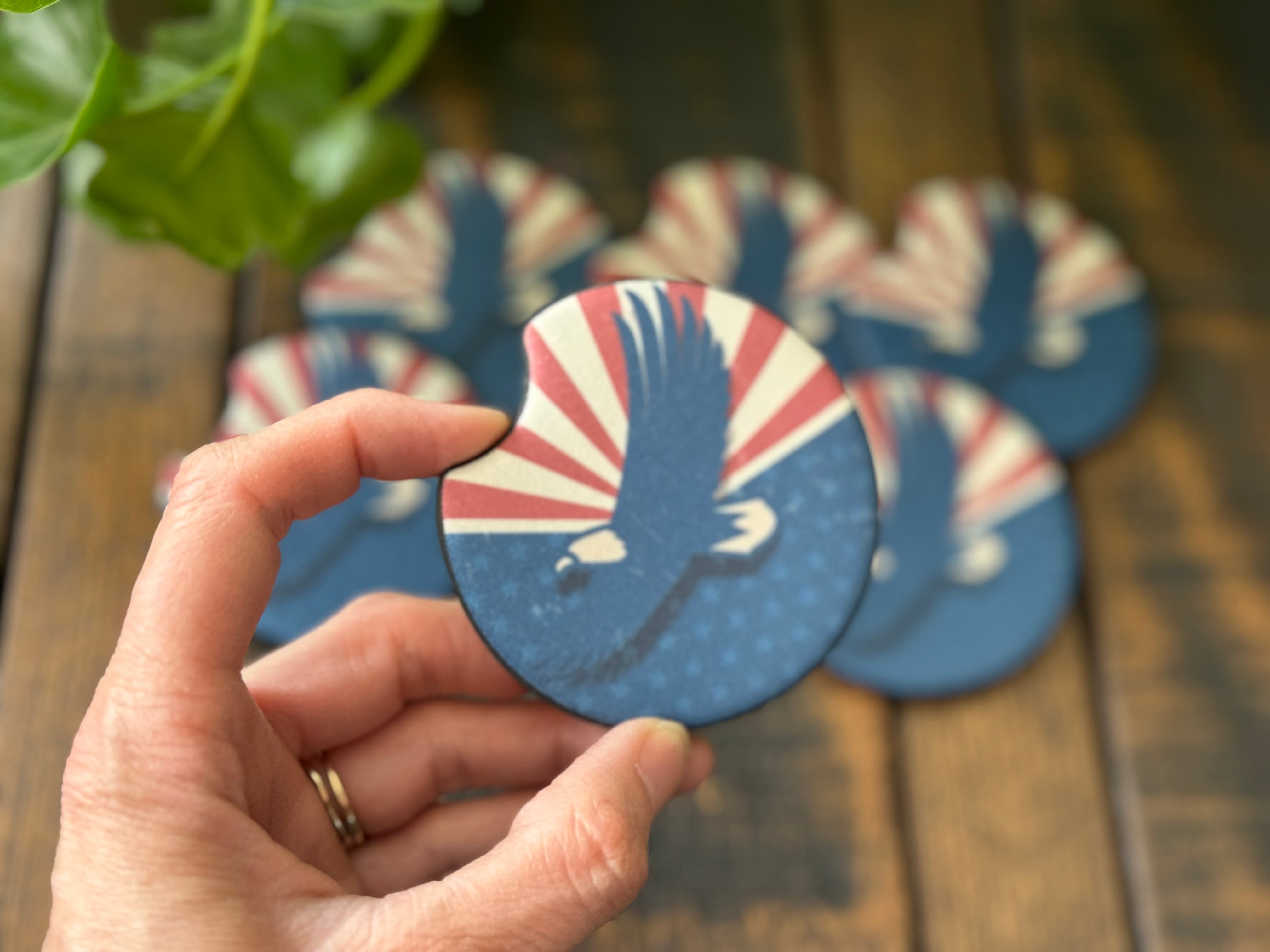 USA Bald Eagle Car Coasters