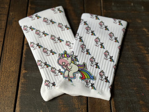Unicorn Print Crew Socks + Sticker
