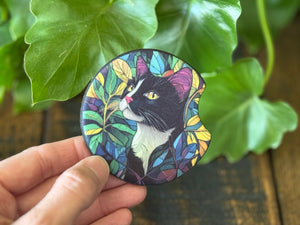 Cat Stained Glass Car Coasters