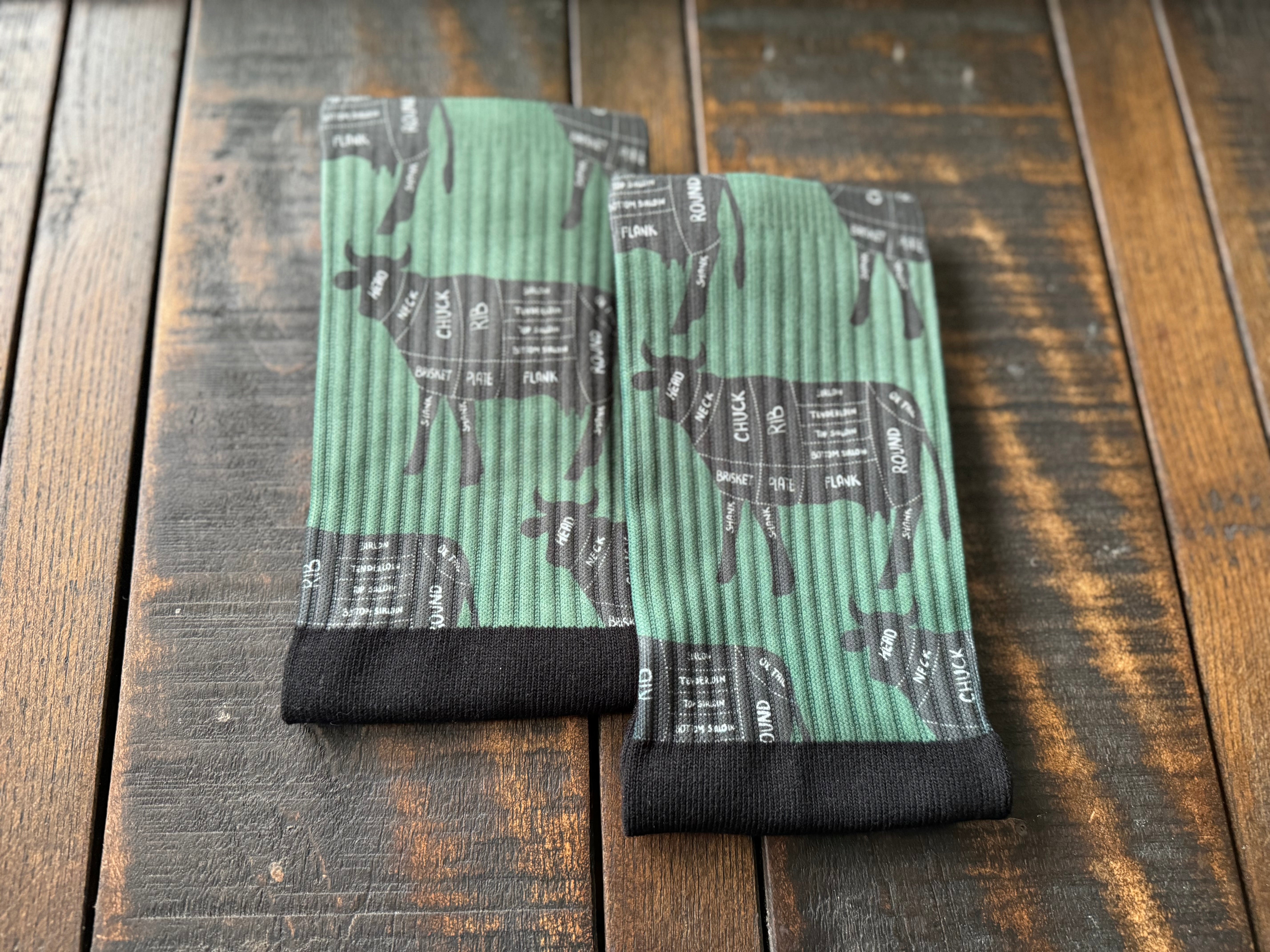 Cow Cuts Diagram Crew Socks