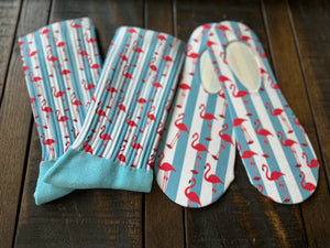 Pink Flamingo Striped His & Hers Socks