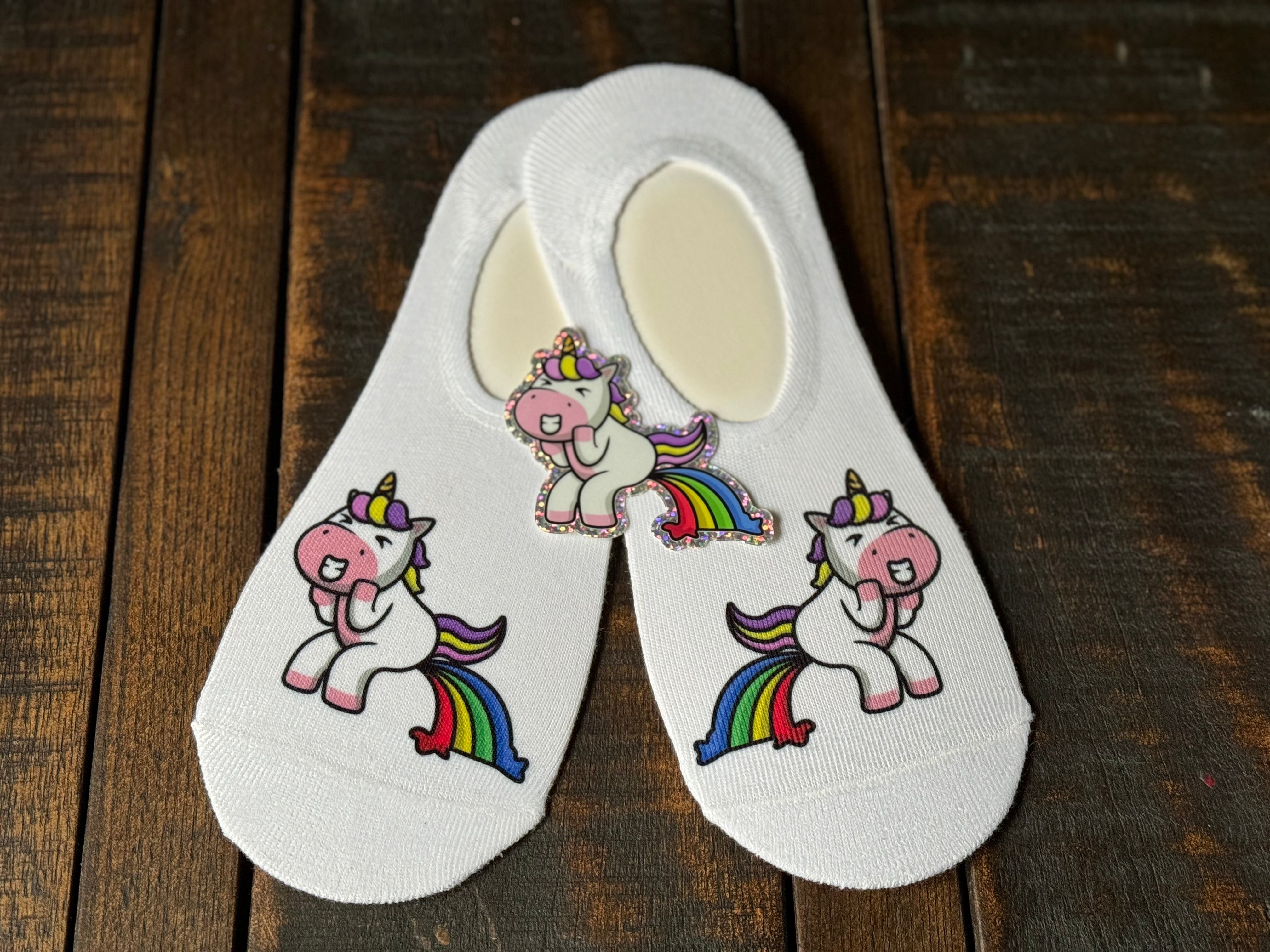 Normal is Boring Unicorn No-Show Socks + Sticker