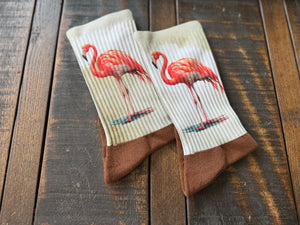 Watercolor Pink Flamingo Crew Socks