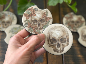 Skull & Floral Car Coasters