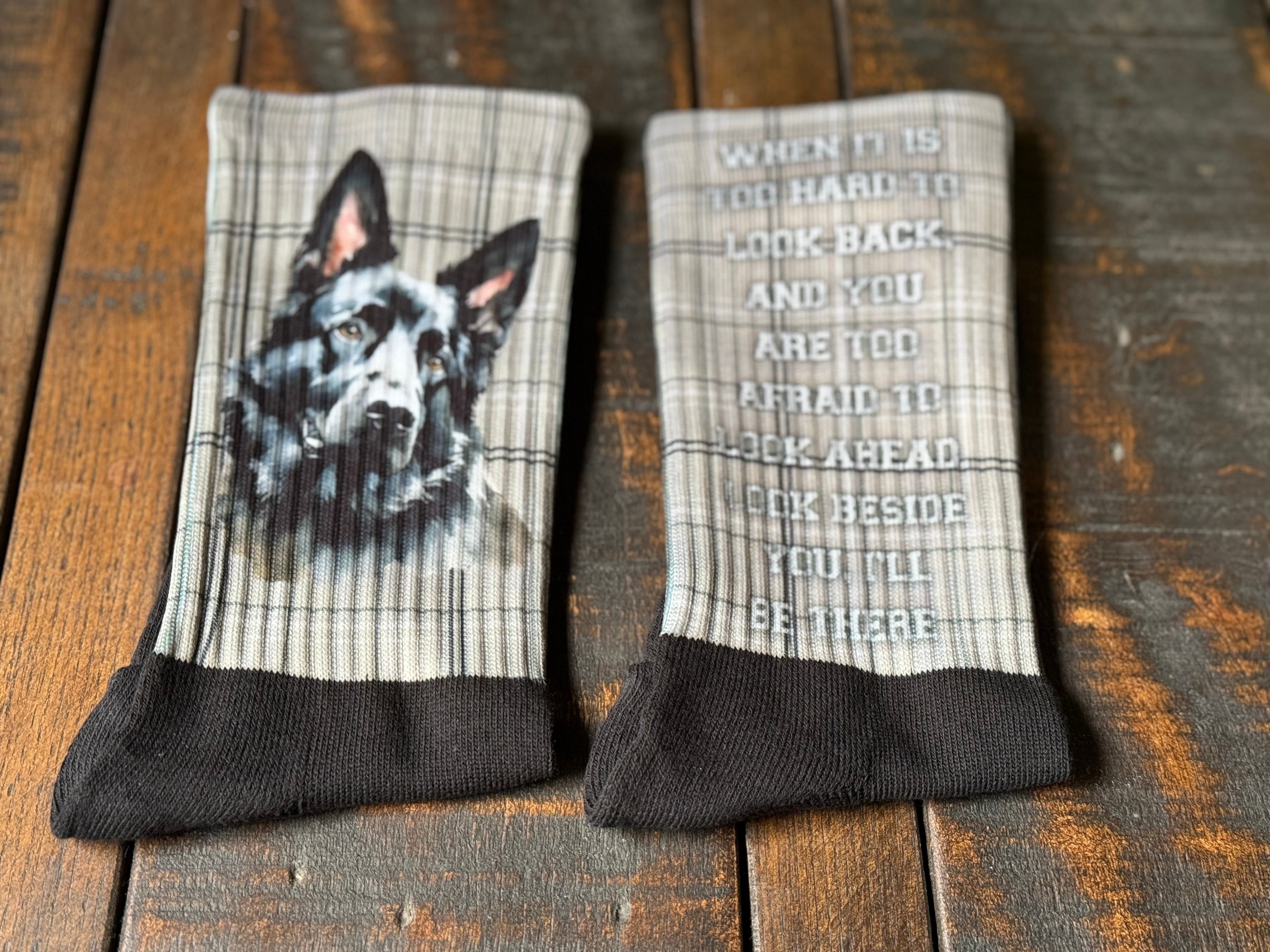 Black German Shepherd Crew Socks