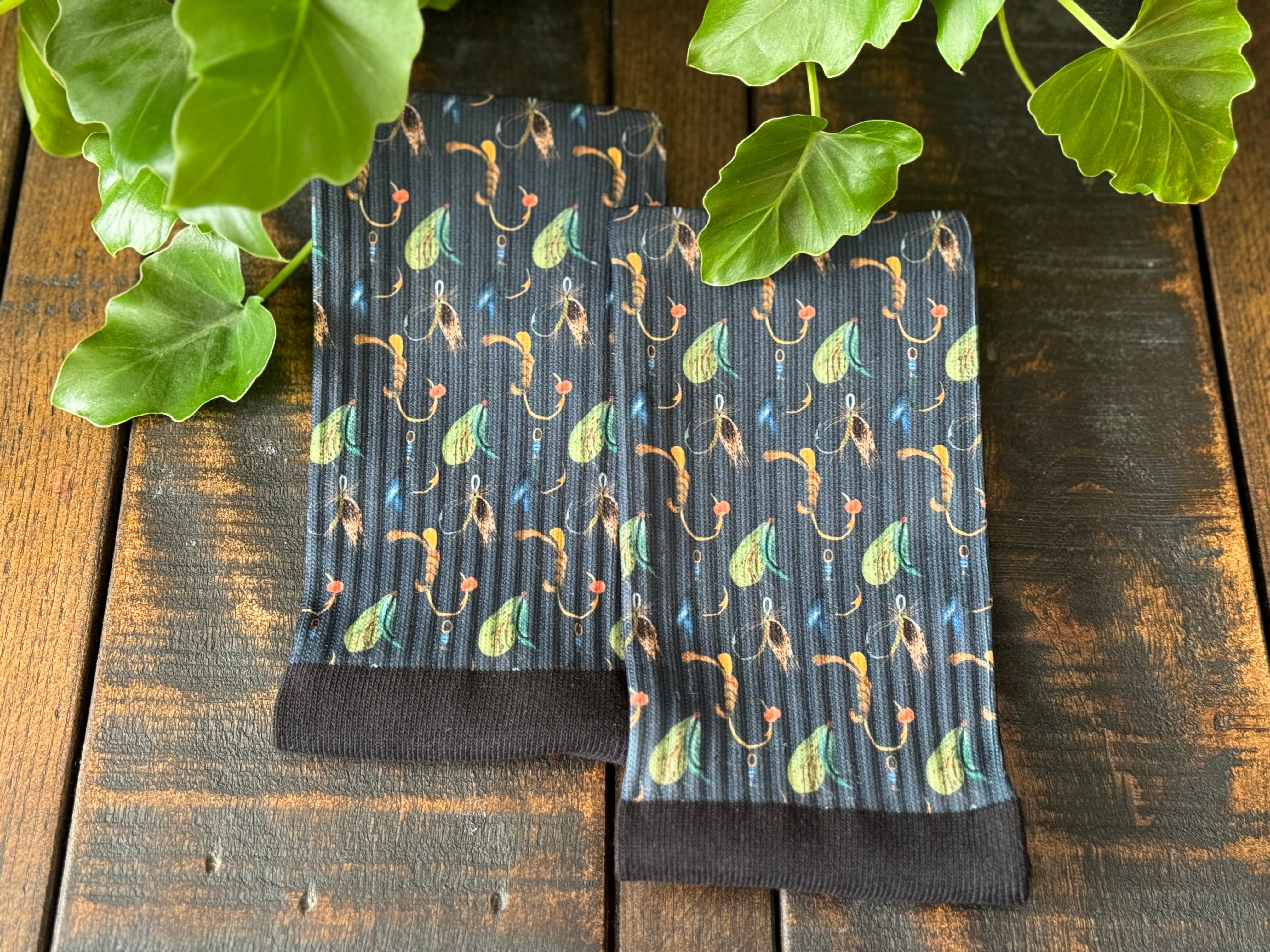 Fly Fishing Crew Socks (Navy Blue)