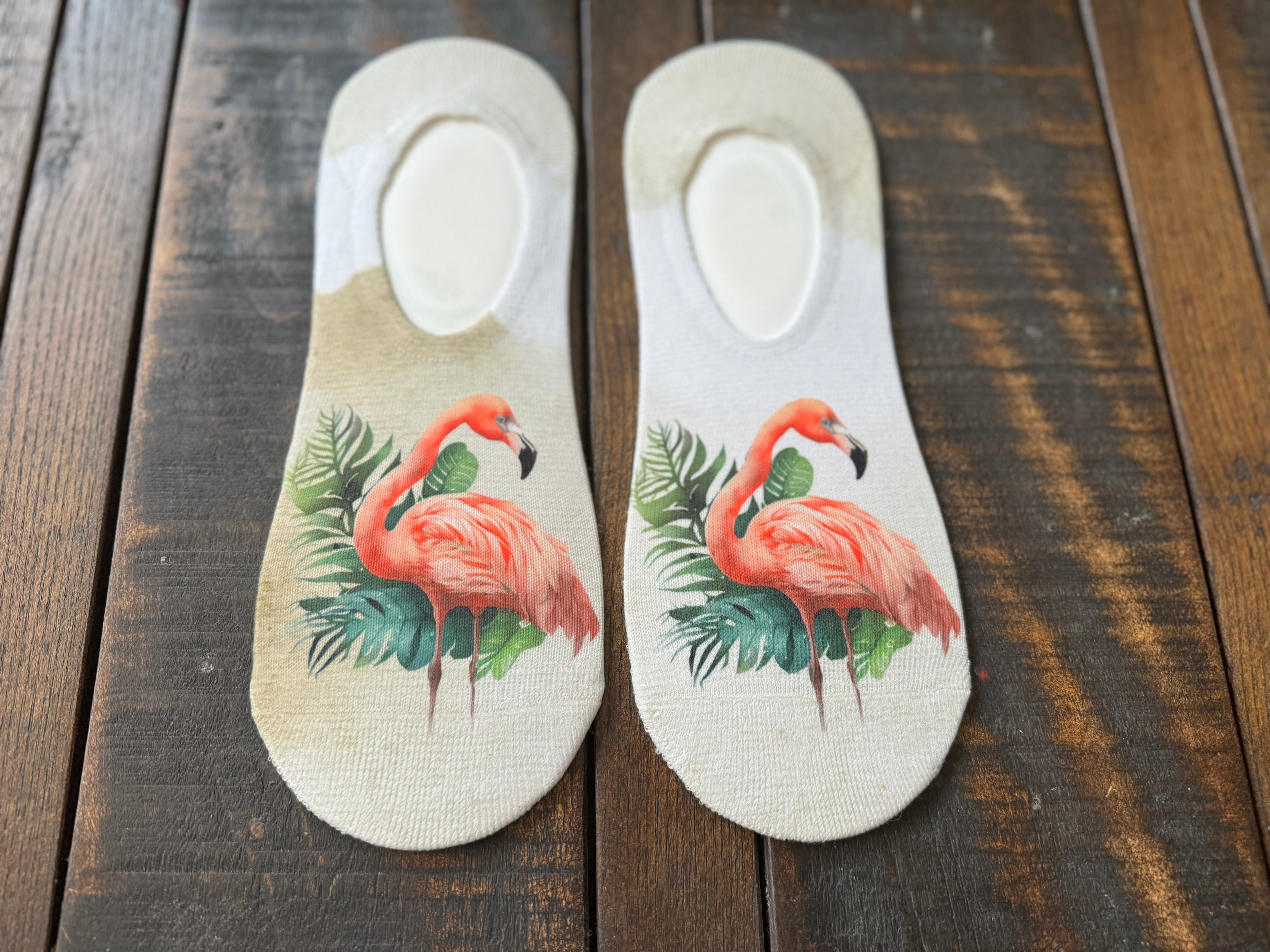 Watercolor Flamingo No-Show Socks