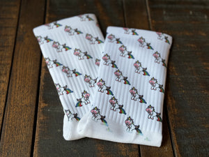 Unicorn Print Crew Socks + Sticker