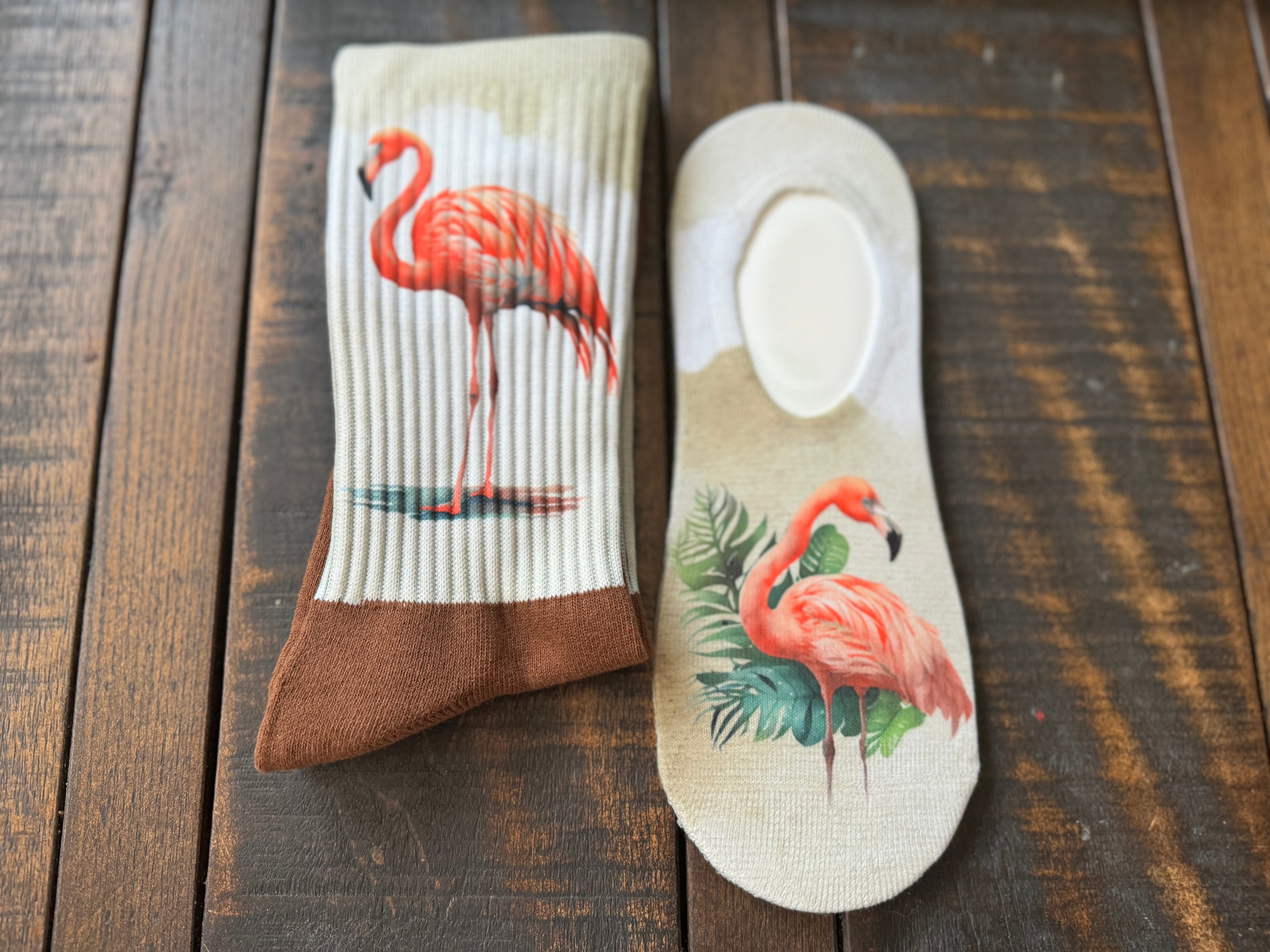 Watercolor Pink Flamingo His & Hers Socks