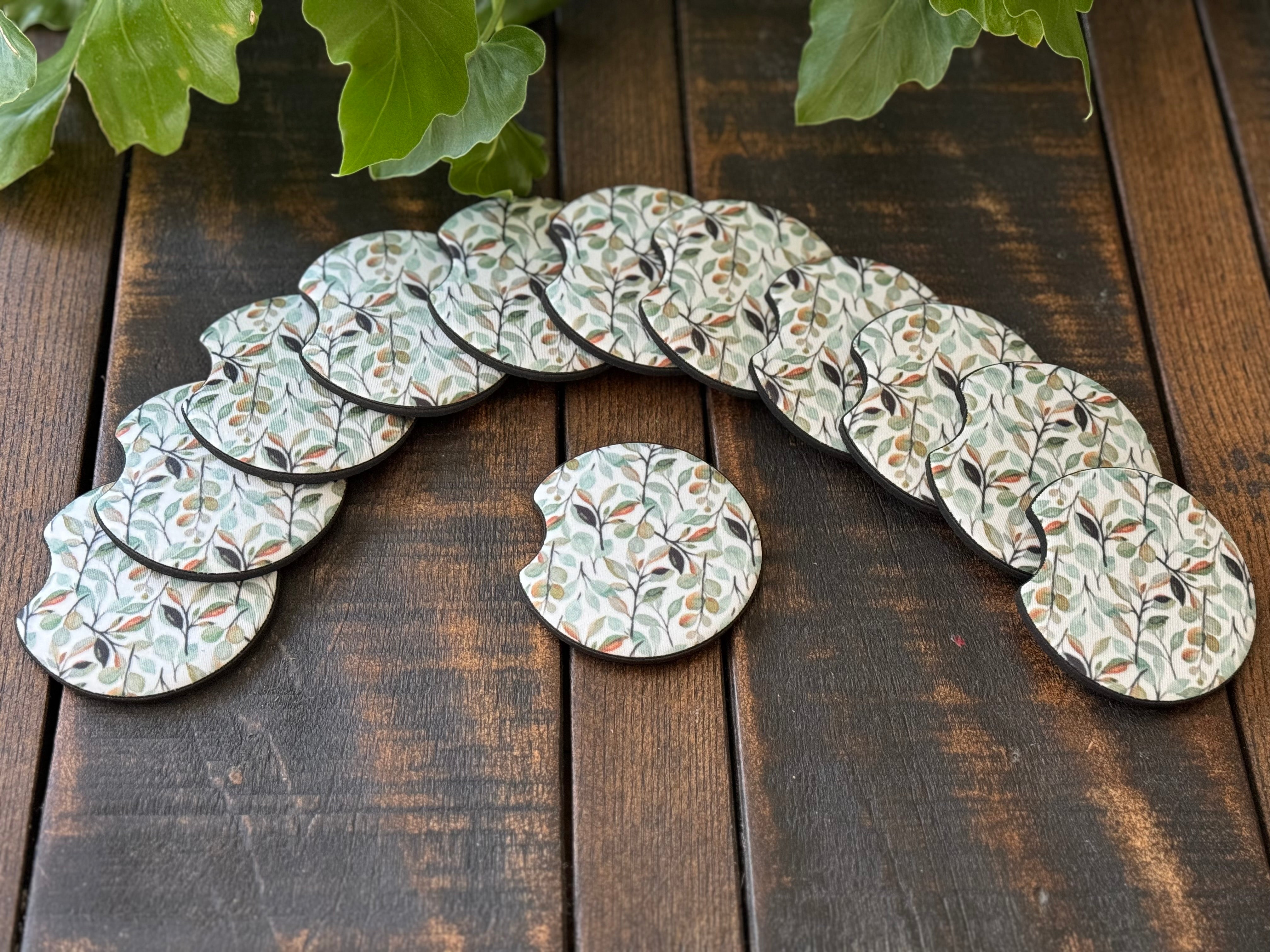 Watercolor Leaves Car Coasters