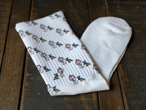 Unicorn Print His & Hers Socks + Sticker