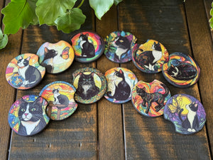 Cat Stained Glass Car Coasters