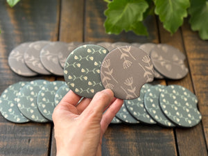 Fall Folk Floral Print Car Coasters