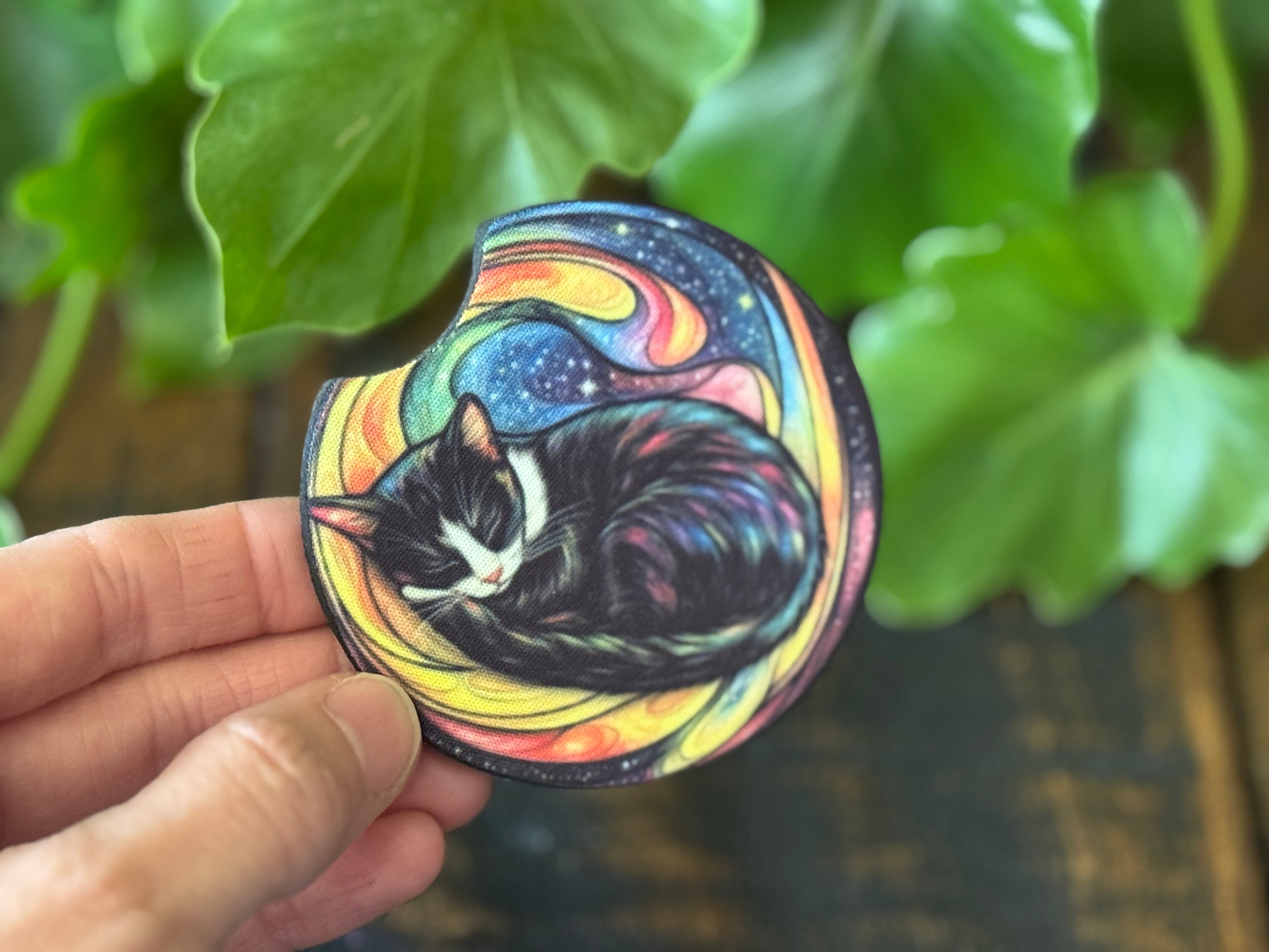 Cat Stained Glass Car Coasters