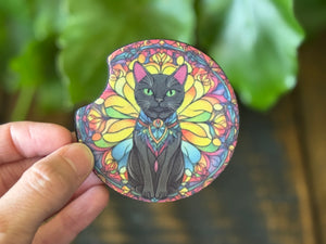 Cat Stained Glass Car Coasters