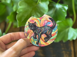 Cat Stained Glass Car Coasters