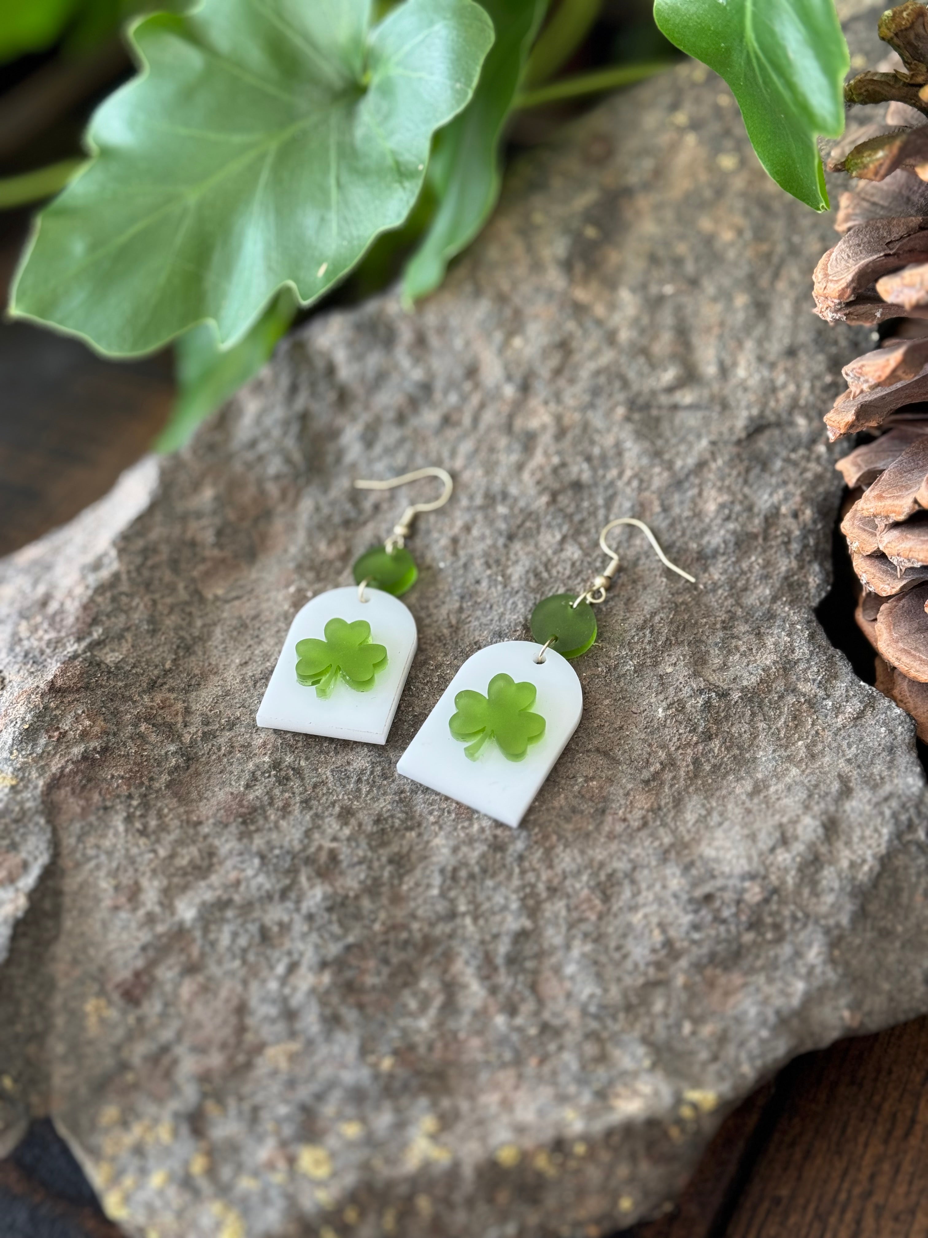 Shamrock Acrylic Dangle Earrings