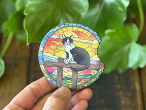 Cat Stained Glass Car Coasters