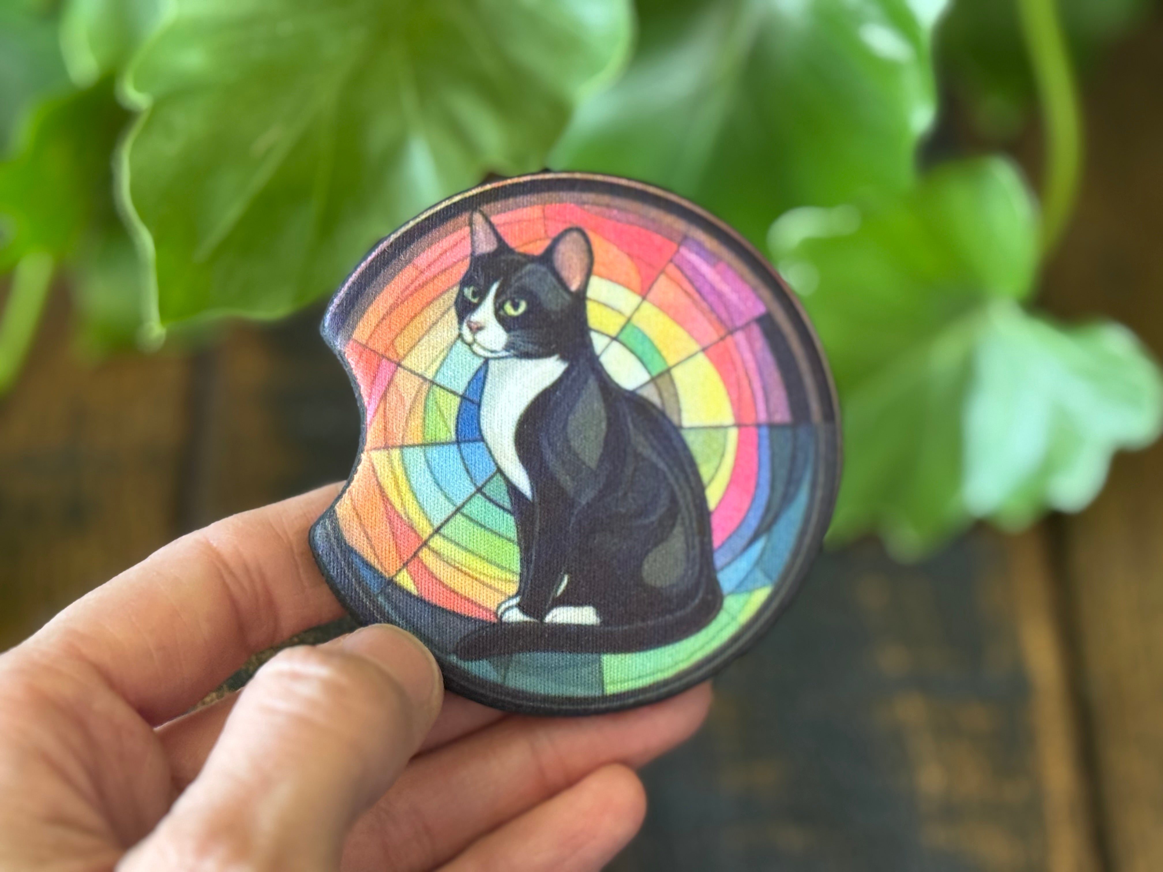 Cat Stained Glass Car Coasters