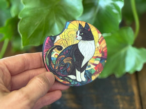 Cat Stained Glass Car Coasters