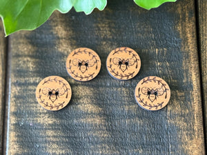 Wooden Honey Bee  Buttons (Walnut, Cherry or Maple)