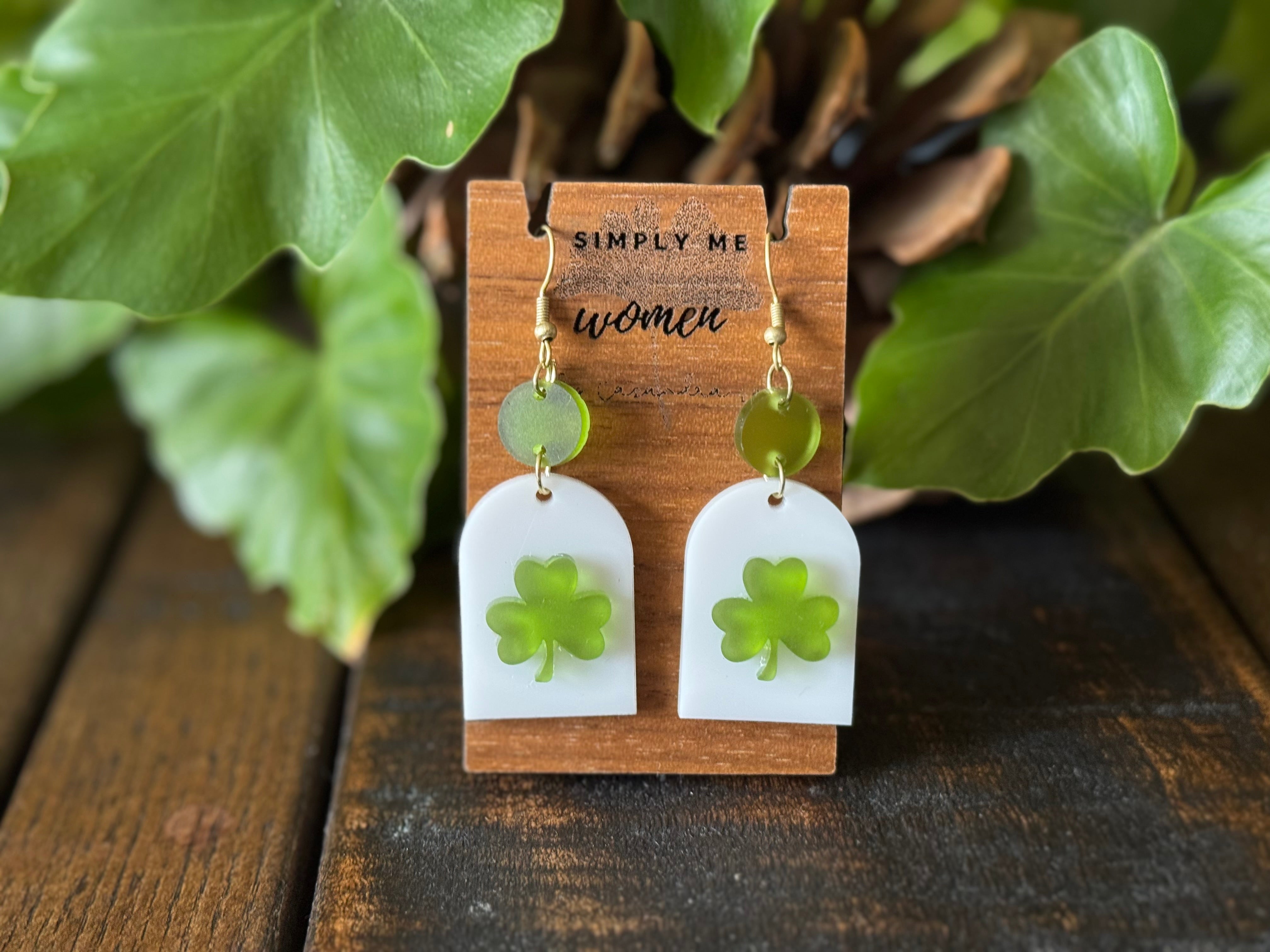 Shamrock Acrylic Dangle Earrings