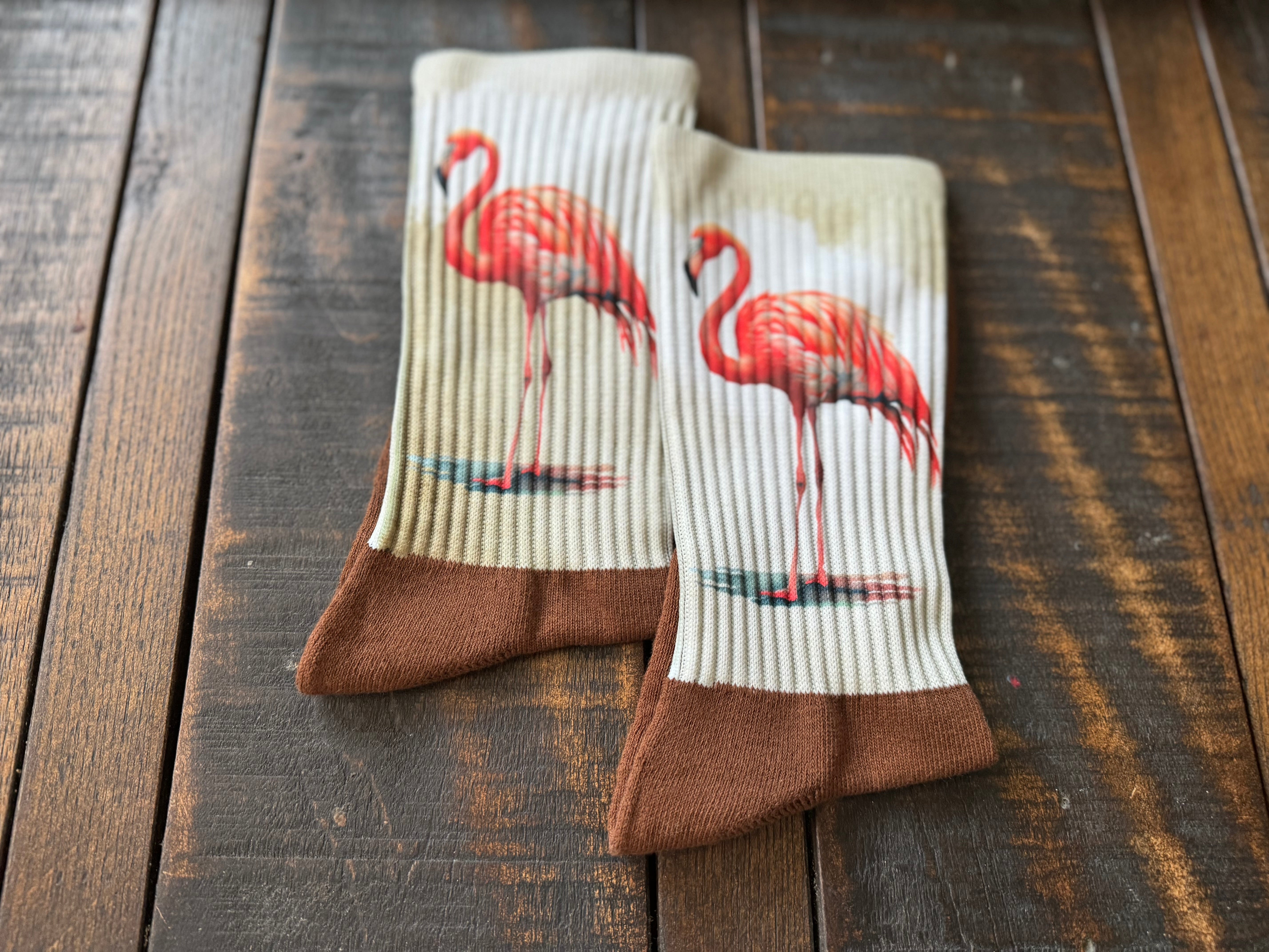 Watercolor Pink Flamingo Crew Socks