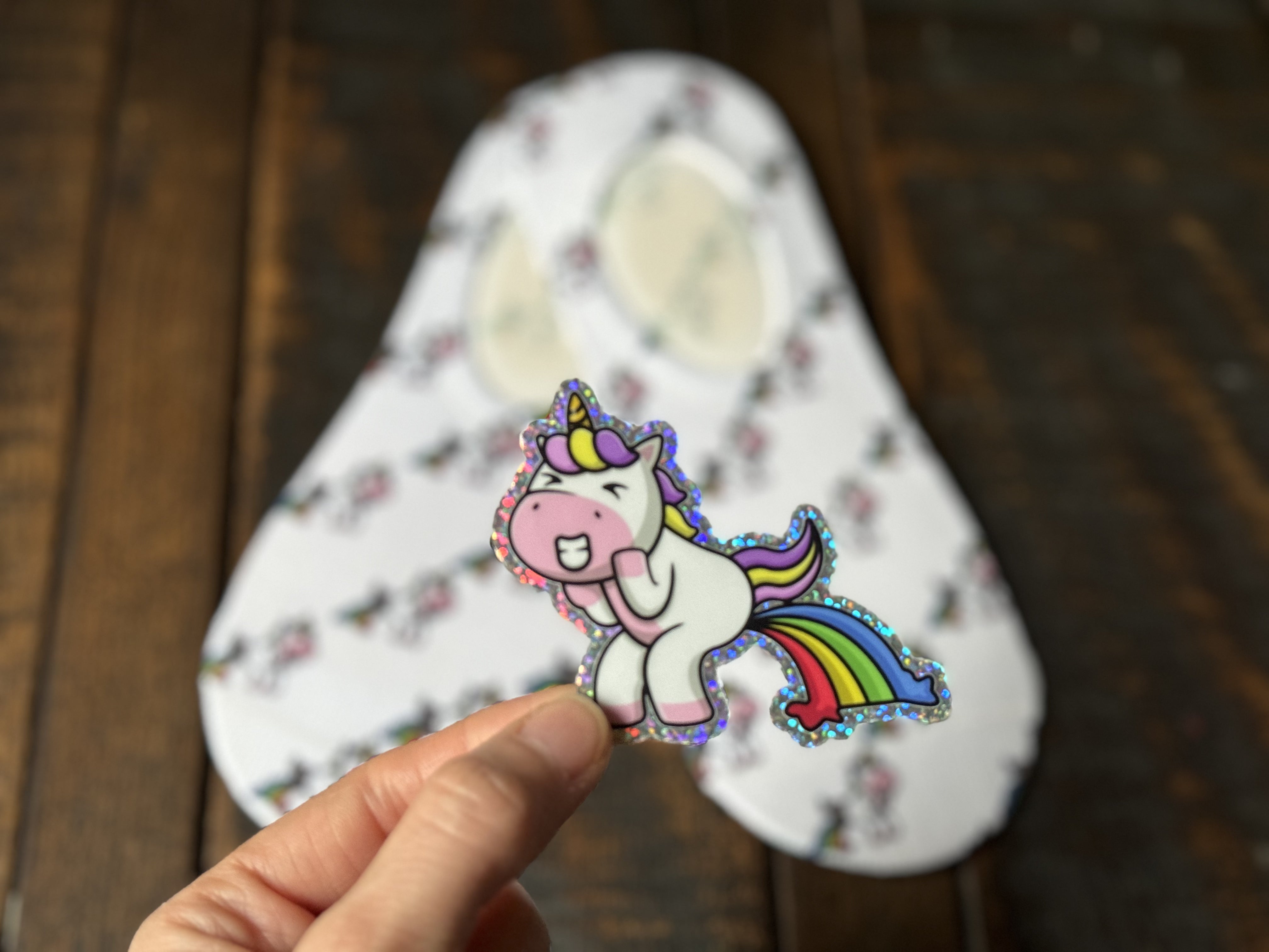 Unicorn Print No-Show Socks + Sticker