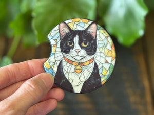 Cat Stained Glass Car Coasters