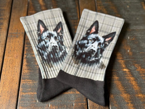 Black German Shepherd Crew Socks