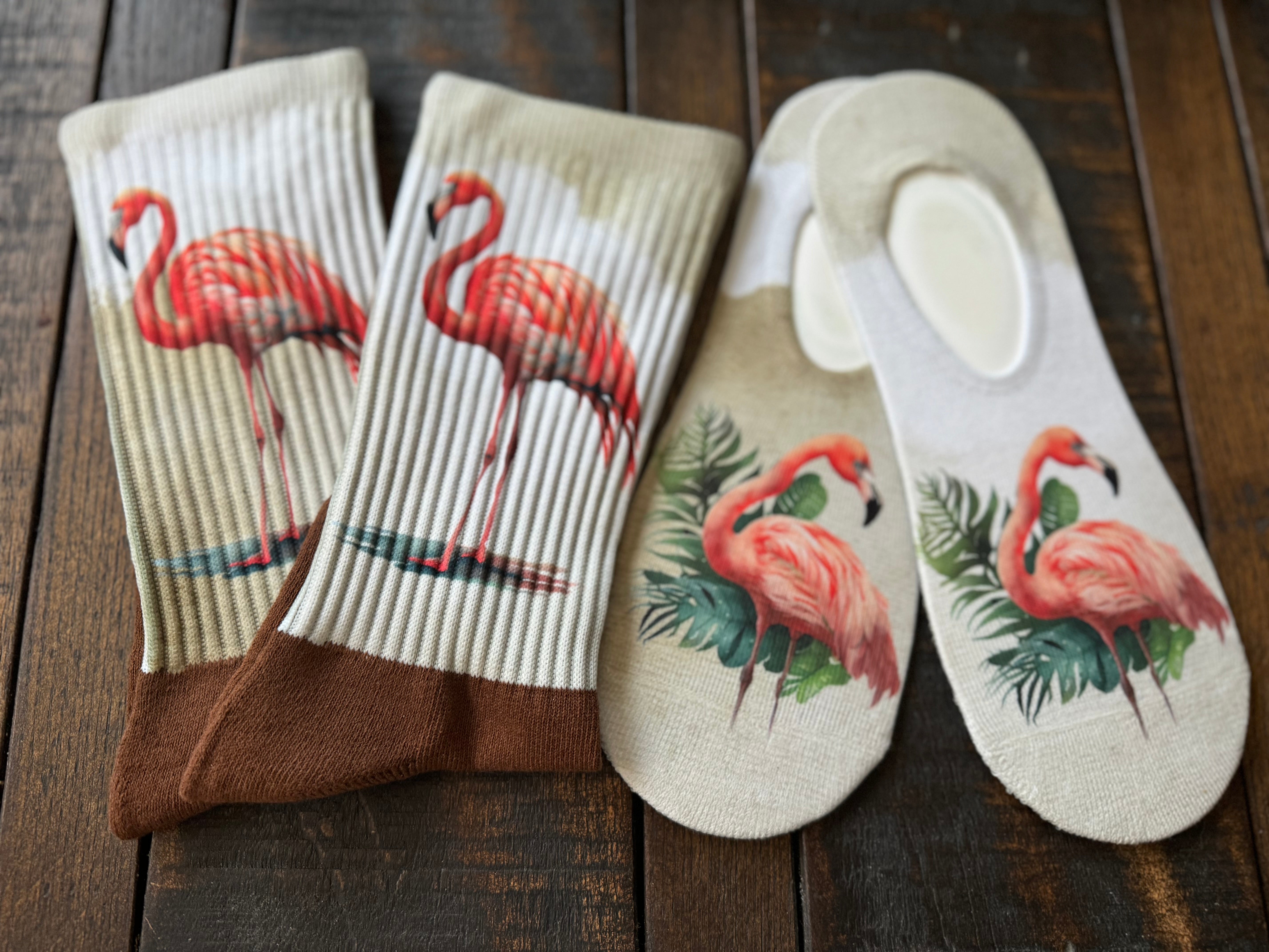 Watercolor Pink Flamingo His & Hers Socks