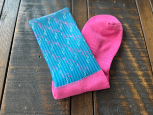 NEON Pink Flamingo Crew Socks