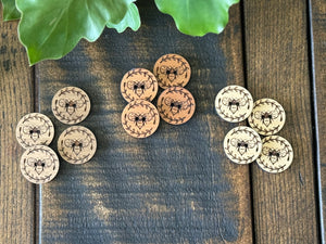 Wooden Honey Bee  Buttons (Walnut, Cherry or Maple)