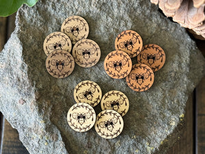 Wooden Honey Bee  Buttons (Walnut, Cherry or Maple)