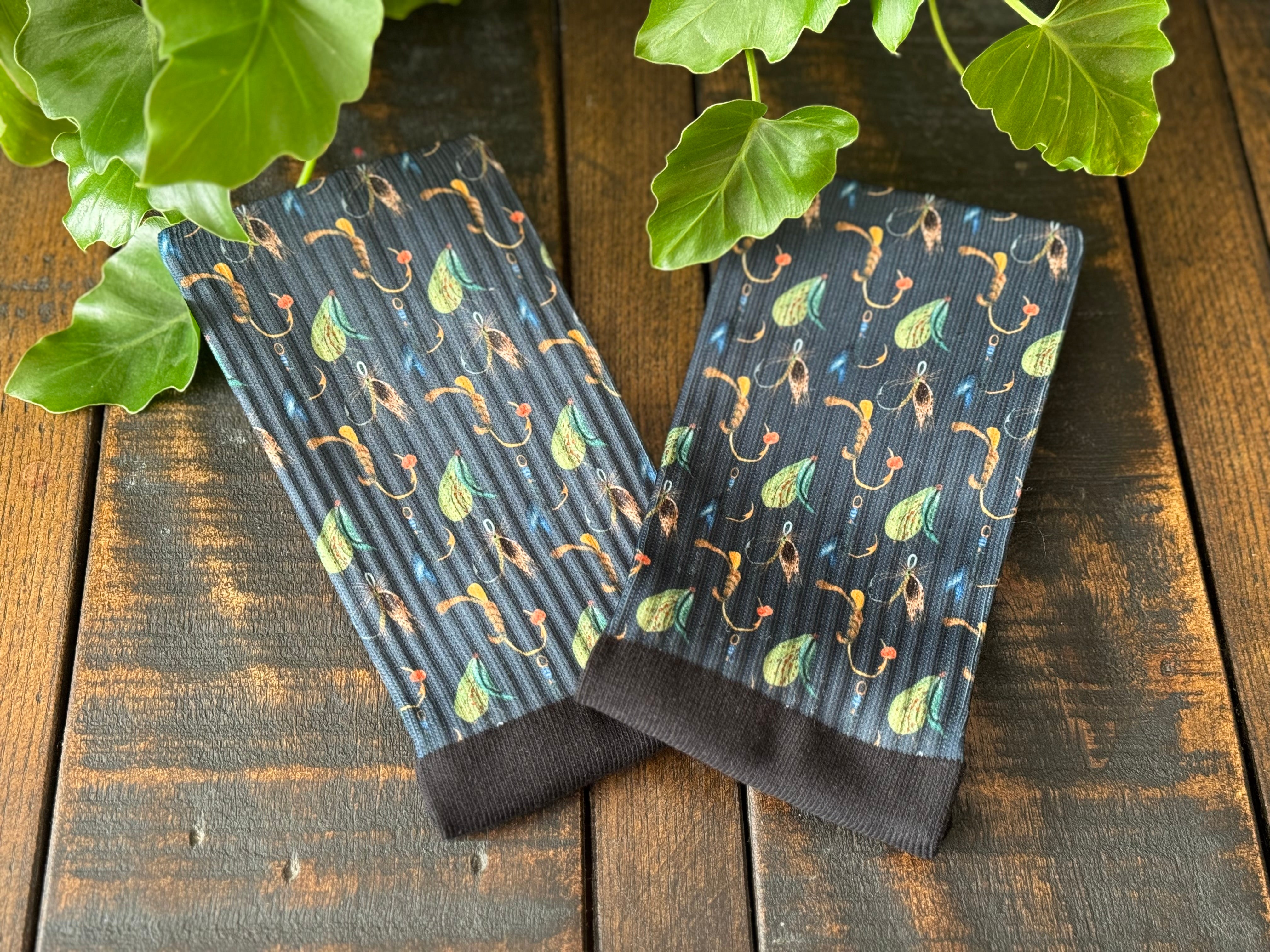 Fly Fishing Crew Socks (Navy Blue)