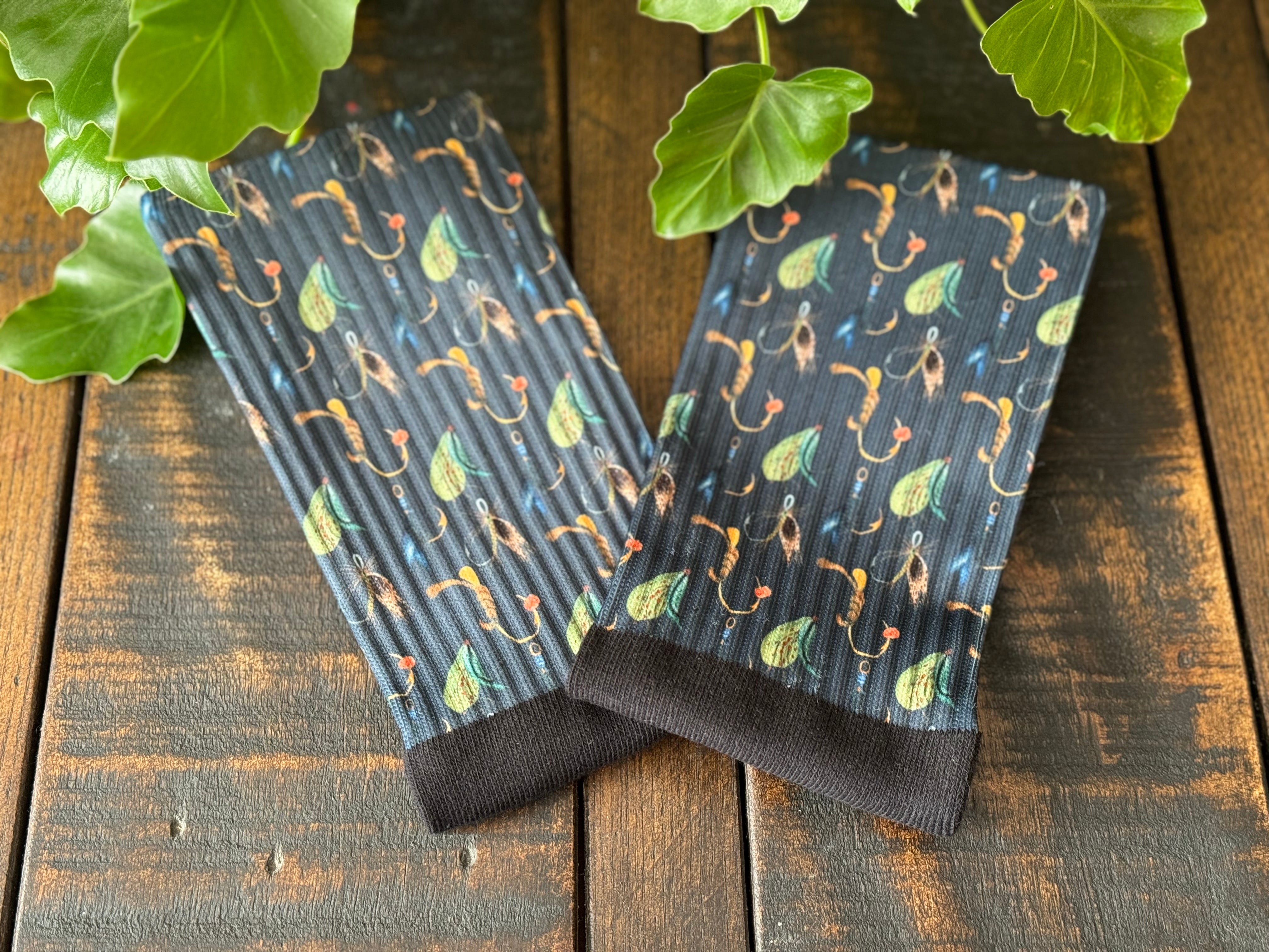 Fly Fishing Crew Socks (Navy Blue)