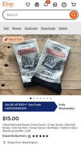 I Read Banned Books Crew Socks