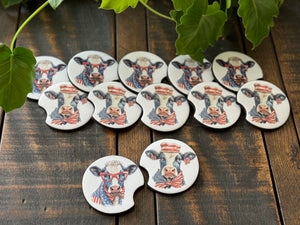 4th of July Cow Car Coasters