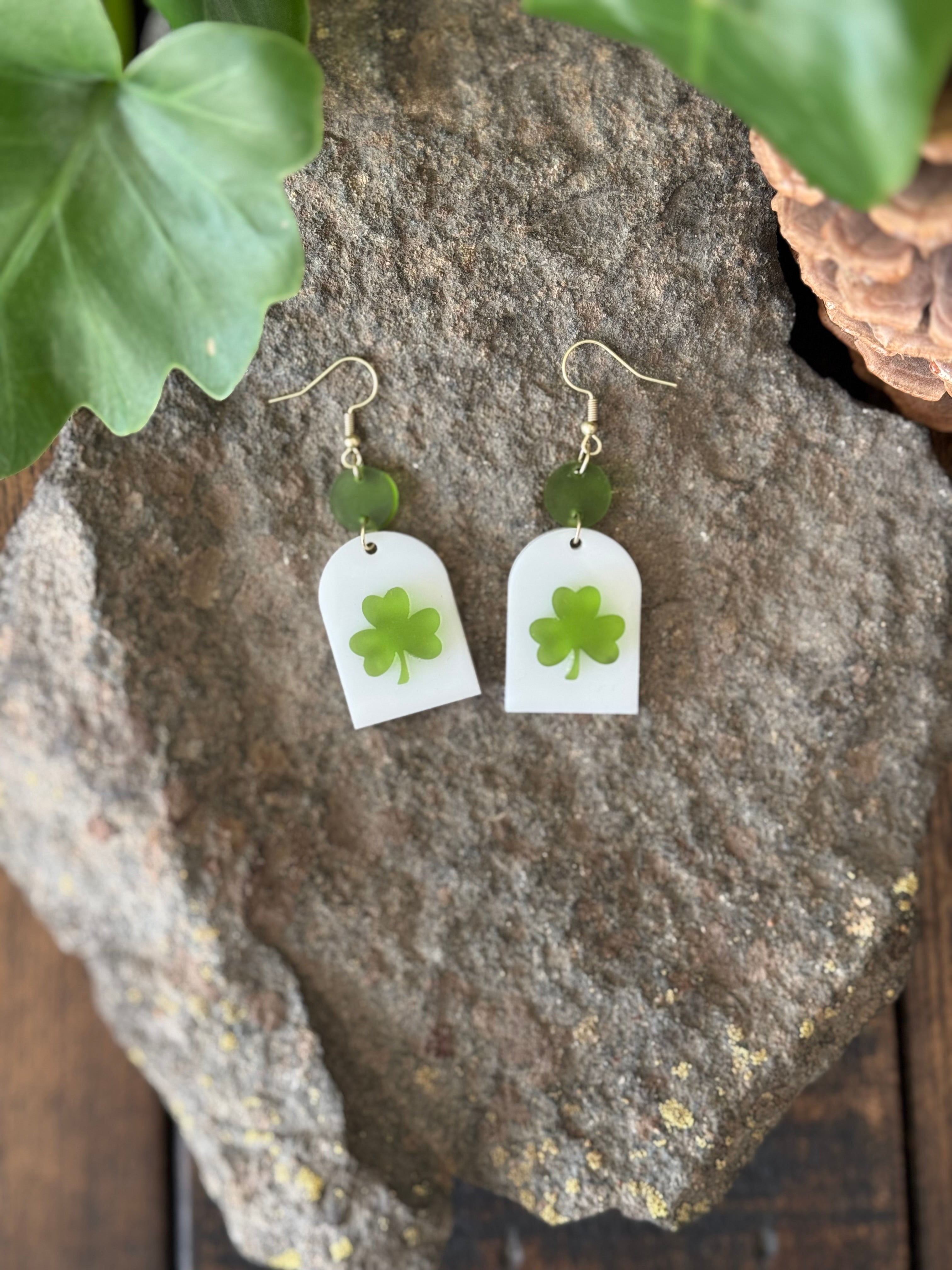 Shamrock Acrylic Dangle Earrings