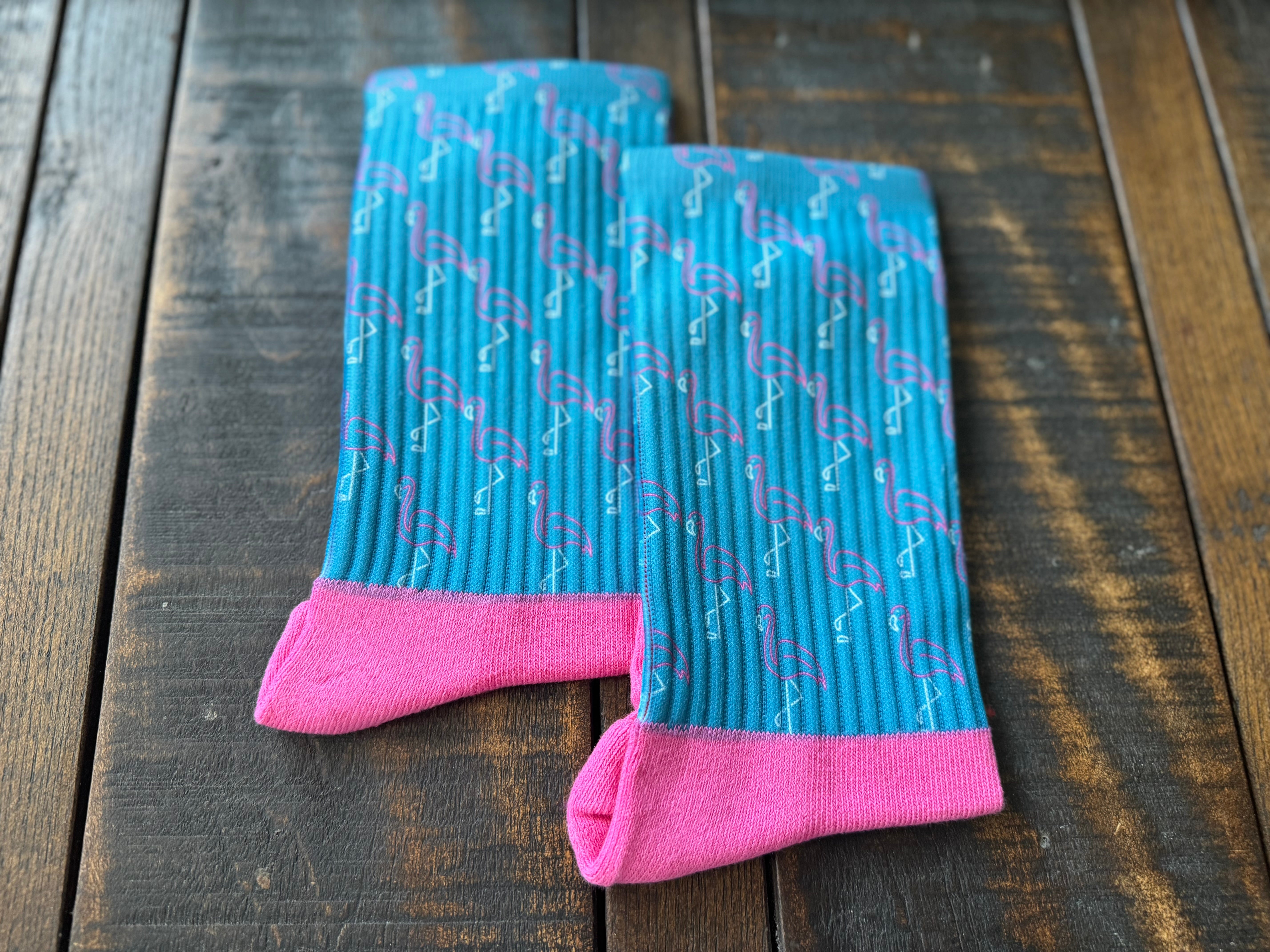 NEON Pink Flamingo Crew Socks