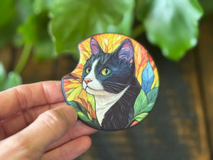 Cat Stained Glass Car Coasters