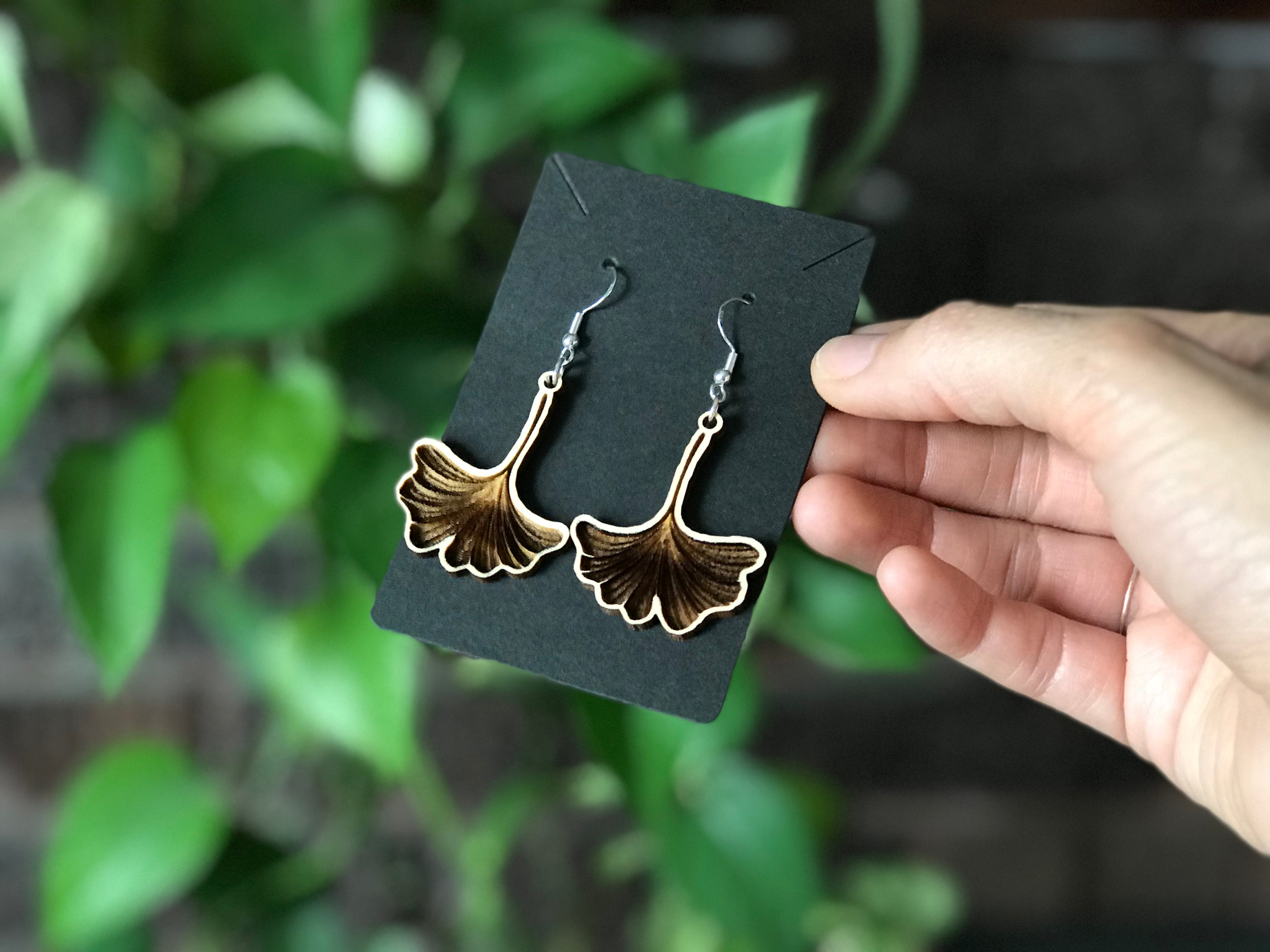 Ginkgo Leaf Dangle Earrings