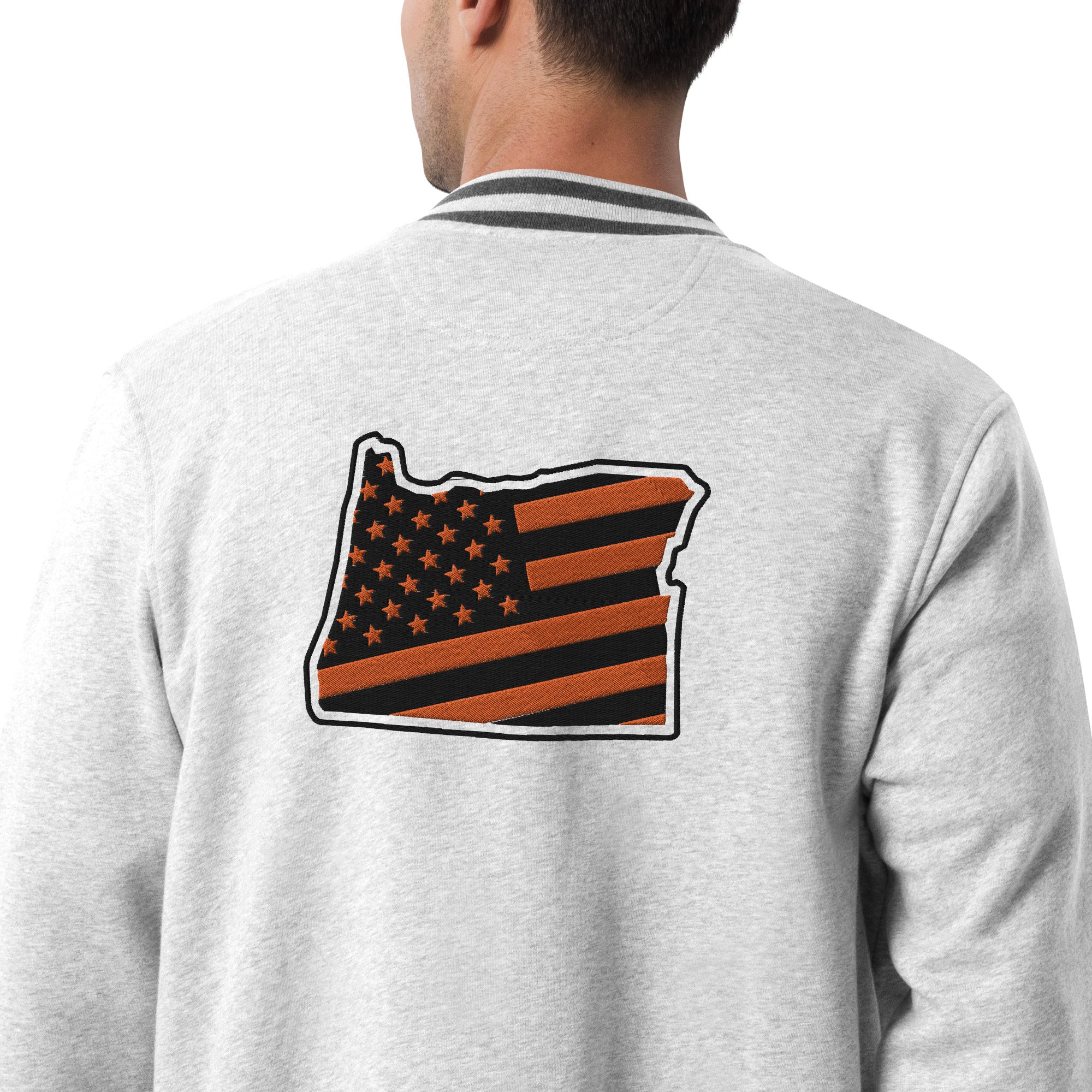 Oregon | American Flag Embed - Embroidered Champion Bomber Jacket