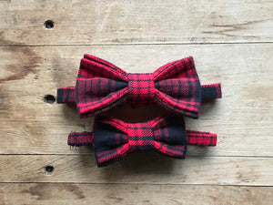 Father/Son Bow Tie Set ~ Gift Set ~ Black & Red Tartan Plaid