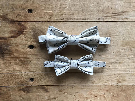 Father/Son Bow Tie Set ~ Sheet Music & Music Notes~ Adjustable Bow Tie