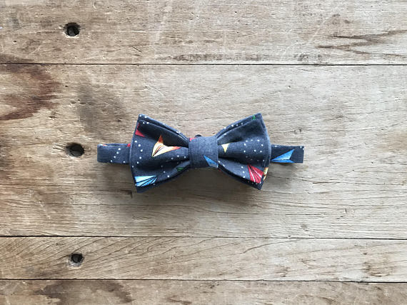 Dapper Lad Bow Tie ~ Paper Airplanes ~ Handmade